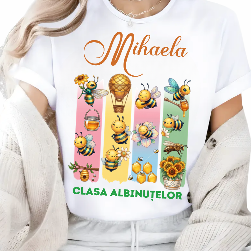 Tricou personalizat pentru Clasa albinutelor - un cadou cu Design Elegant pentru profesori sau elevi