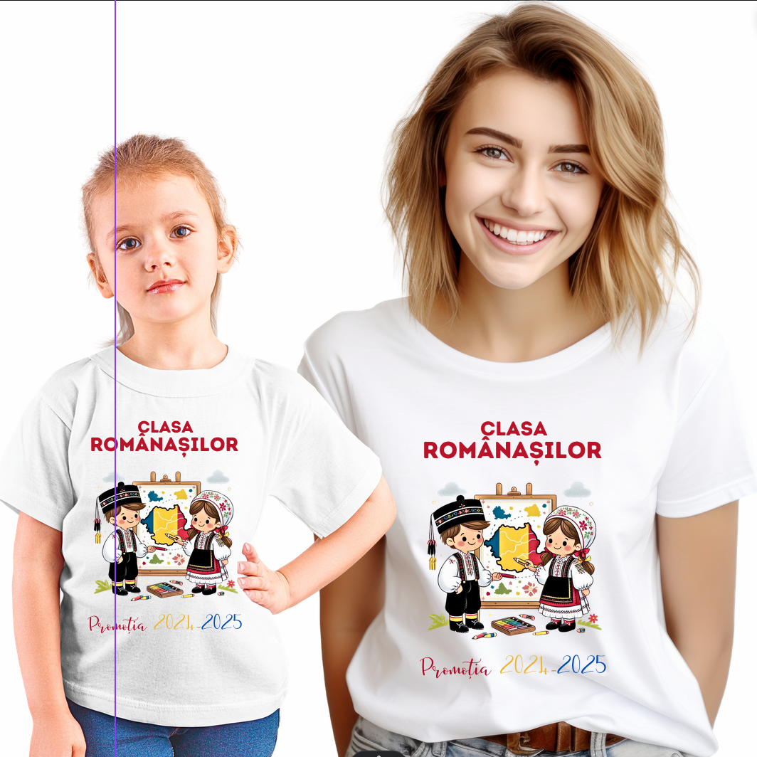 Tricou traditional absolvire elevi hora unirii Clasa Romanasilor ABS11204 Mandru ca sunt roman