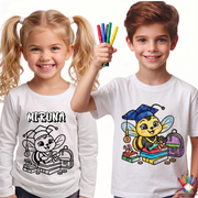 Tricouri de Colorat Clasa Albinutelor – Personalizate Alb-Negru pentru Copii  sau Educatoare  Activitate Creativa Final de An