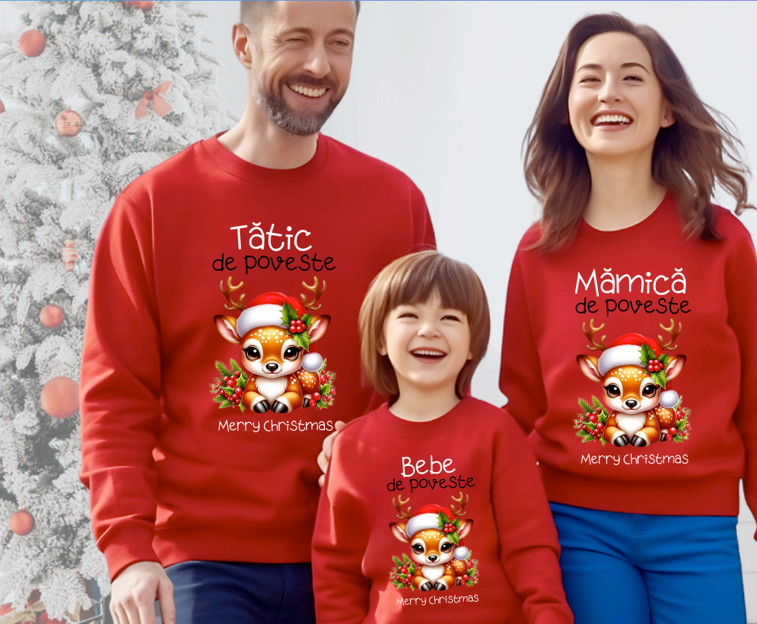 Tricouri Family mama, tata  si copii personalizate cu tematica de Craciun,  Craciun Fericit 12652