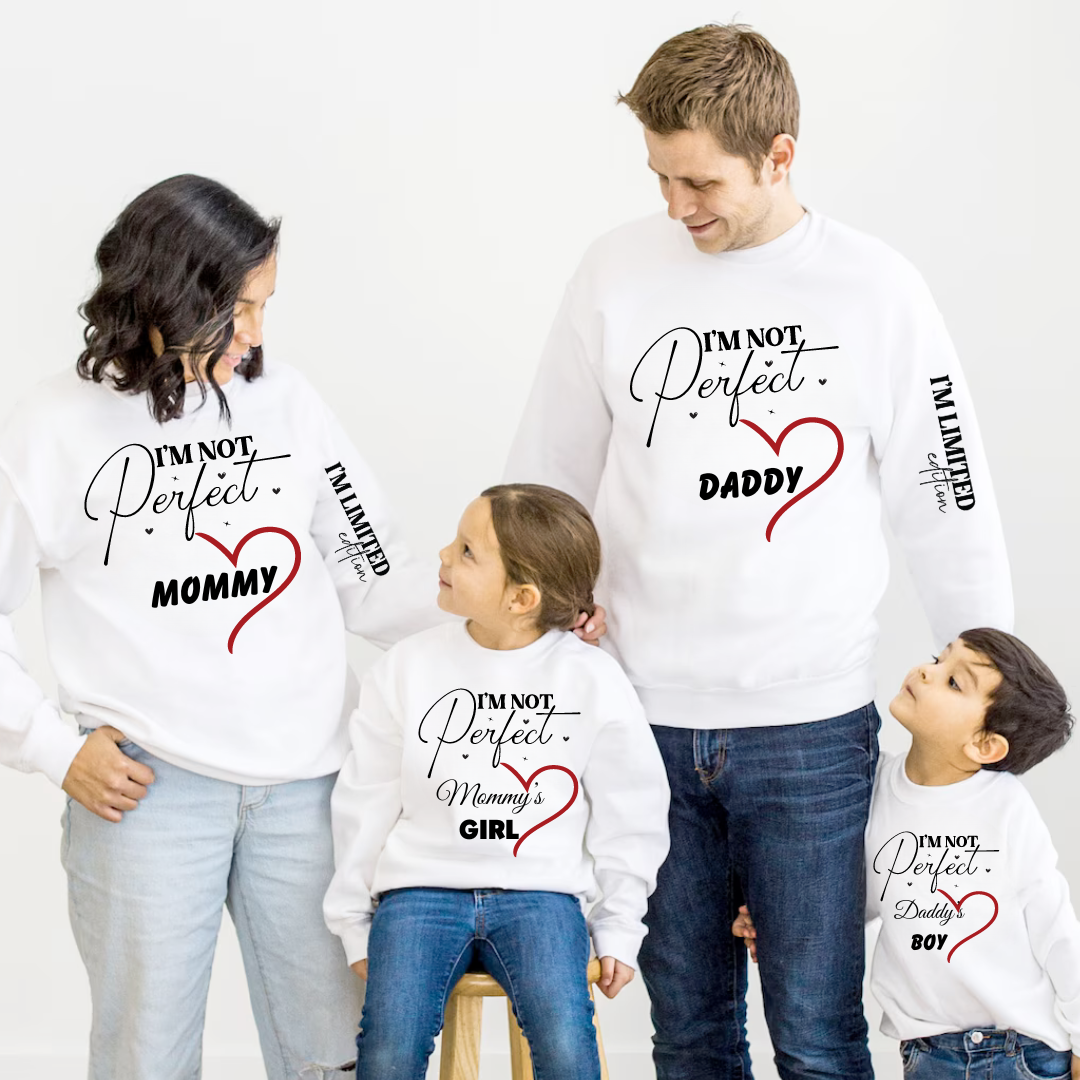 Tricouri Family mama, tata  si copii personalizate I'm not perfect 12256