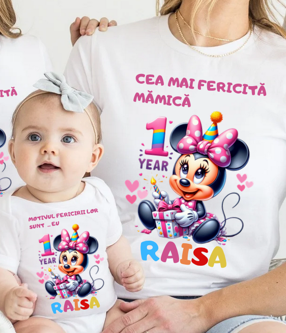 Tricouri Family mama, tata  si copii personalizate PENTRU MOT 1 AN 11256.02 Minnie Mouse