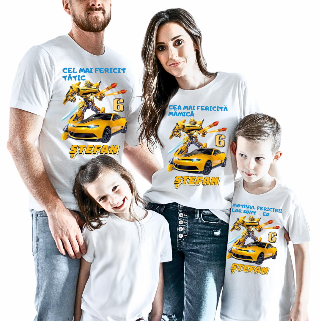 Tricouri Family mama, tata  si copii personalizate pentru aniversare Transformers  11256.31