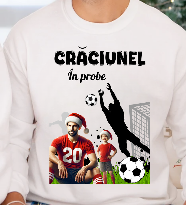 Tricouri personalizate Craciunelul fotbalist in probe, Cadoul perfect de craciun 12675
