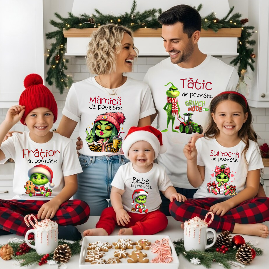 Tricouri personalizate Family, Cadoul perfect de craciun Grinch Family  25108