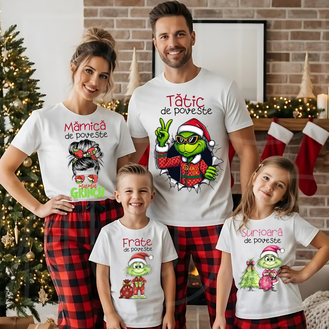 Tricouri personalizate Family, Cadoul perfect de craciun Grinch Family  25110