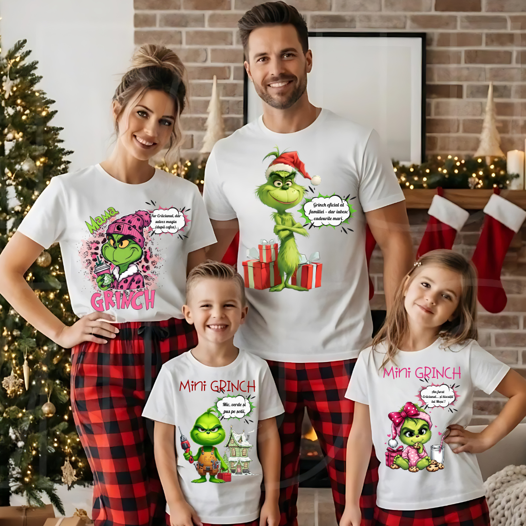 Tricouri personalizate Family, Cadoul perfect de craciun Grinch Family  25112