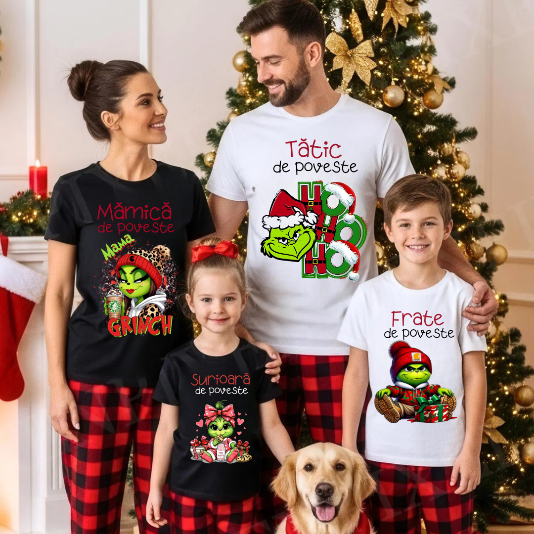 Tricouri personalizate Family, Cadoul perfect de craciun Grinch Family  25108