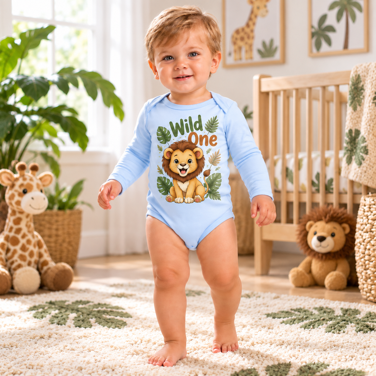 Body sau tricou personalizat pentru bebeluși Wild One – imagine ambient
